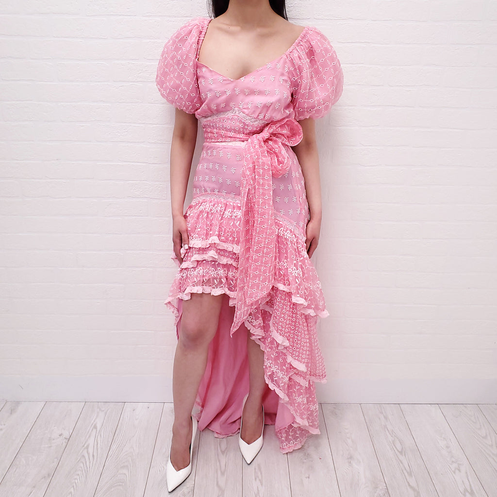 LOVESHACKFANCY PINK LACE GOWN - SIZE 2