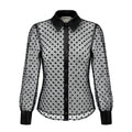 L’AGENCE BLACK SHEER POLKA DOT BLOUSE - SIZE S