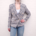 L'AGENCE BLUE & WHITE TWEED JACKET - SIZE 4