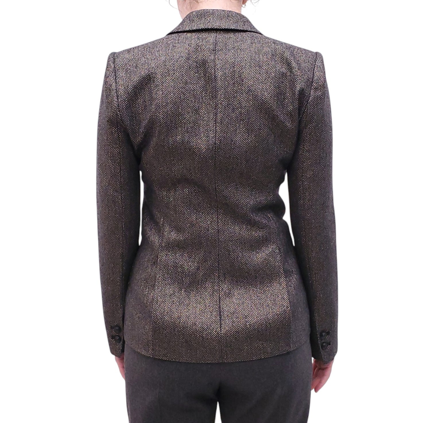 L'AGENCE METALLIC HERRINGBONE BLAZER - SIZE 0
