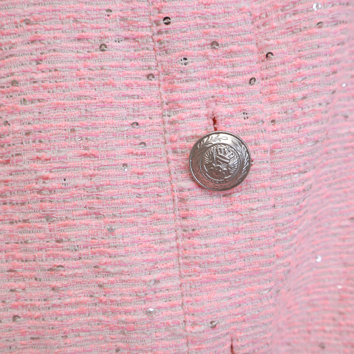 L’AGENCE PINK TWEED VEST WITH SILVER BUTTONS - SIZE M