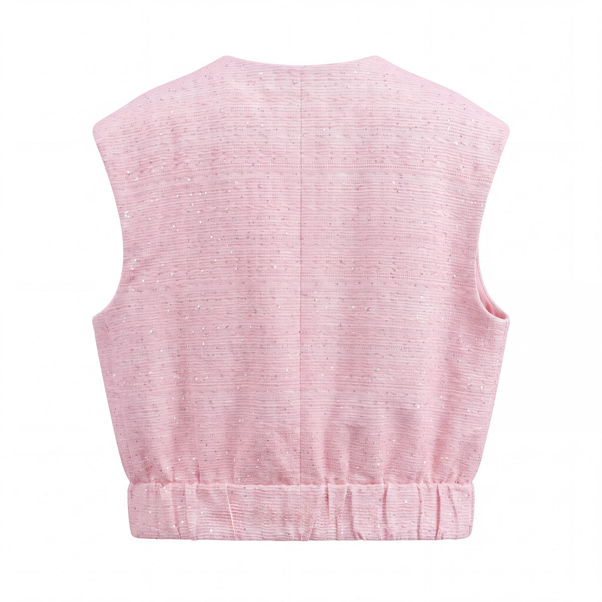 L’AGENCE PINK TWEED VEST WITH SILVER BUTTONS - SIZE M