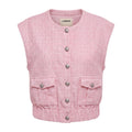 L’AGENCE PINK TWEED VEST WITH SILVER BUTTONS - SIZE M