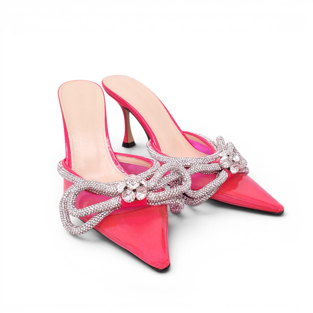 MACH & MACH FUCHSIA PVC CRYSTAL BOW HEELS - SIZE 36
