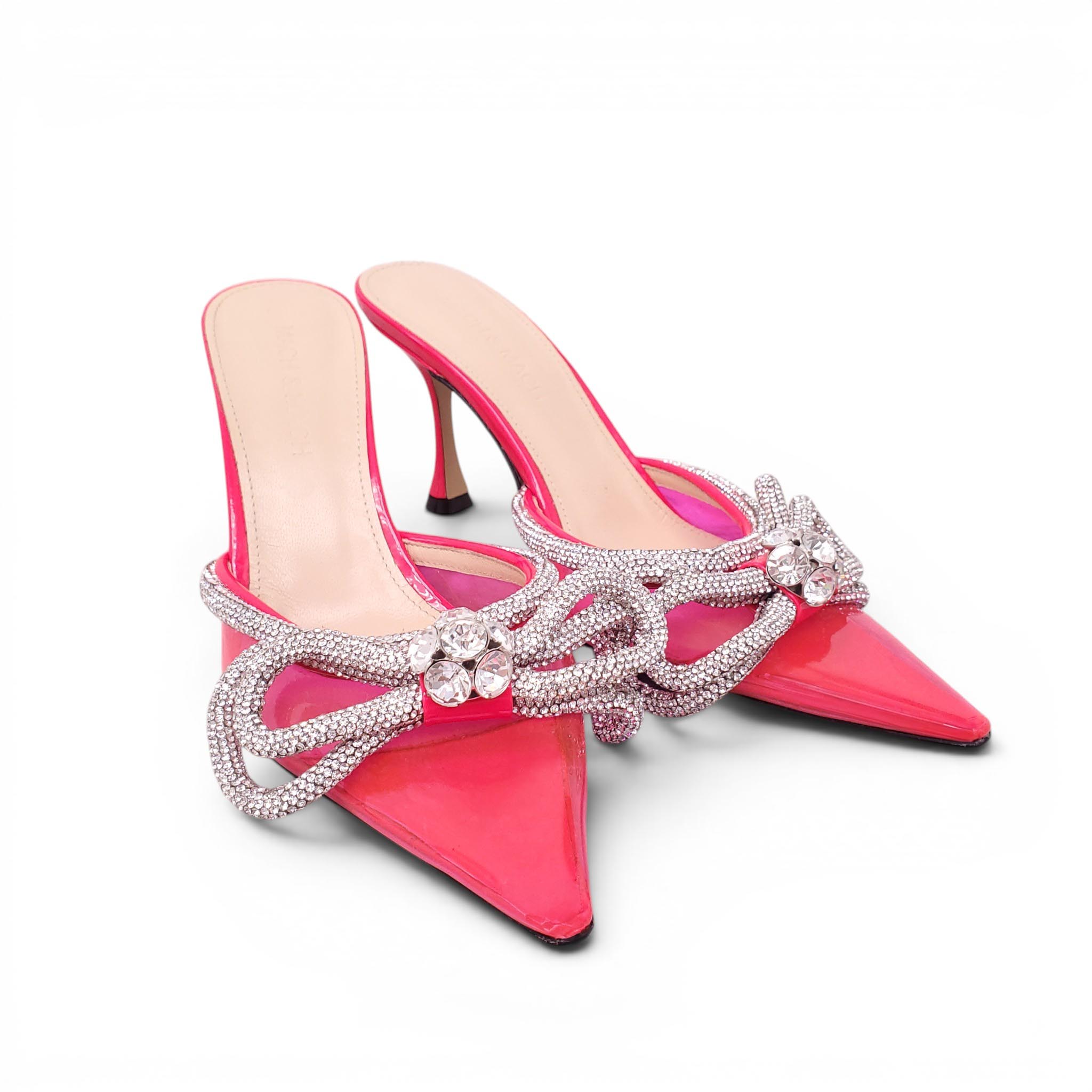 MACH & MACH FUCHSIA PVC CRYSTAL BOW HEELS - SIZE 36