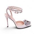 MACH & MACH WHITE CRYSTAL HEART HEELS - SIZE 36.5