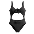 MAGDA BUTRYM BLACK FLORAL CUTOUT BATHING SUIT - SIZE 40