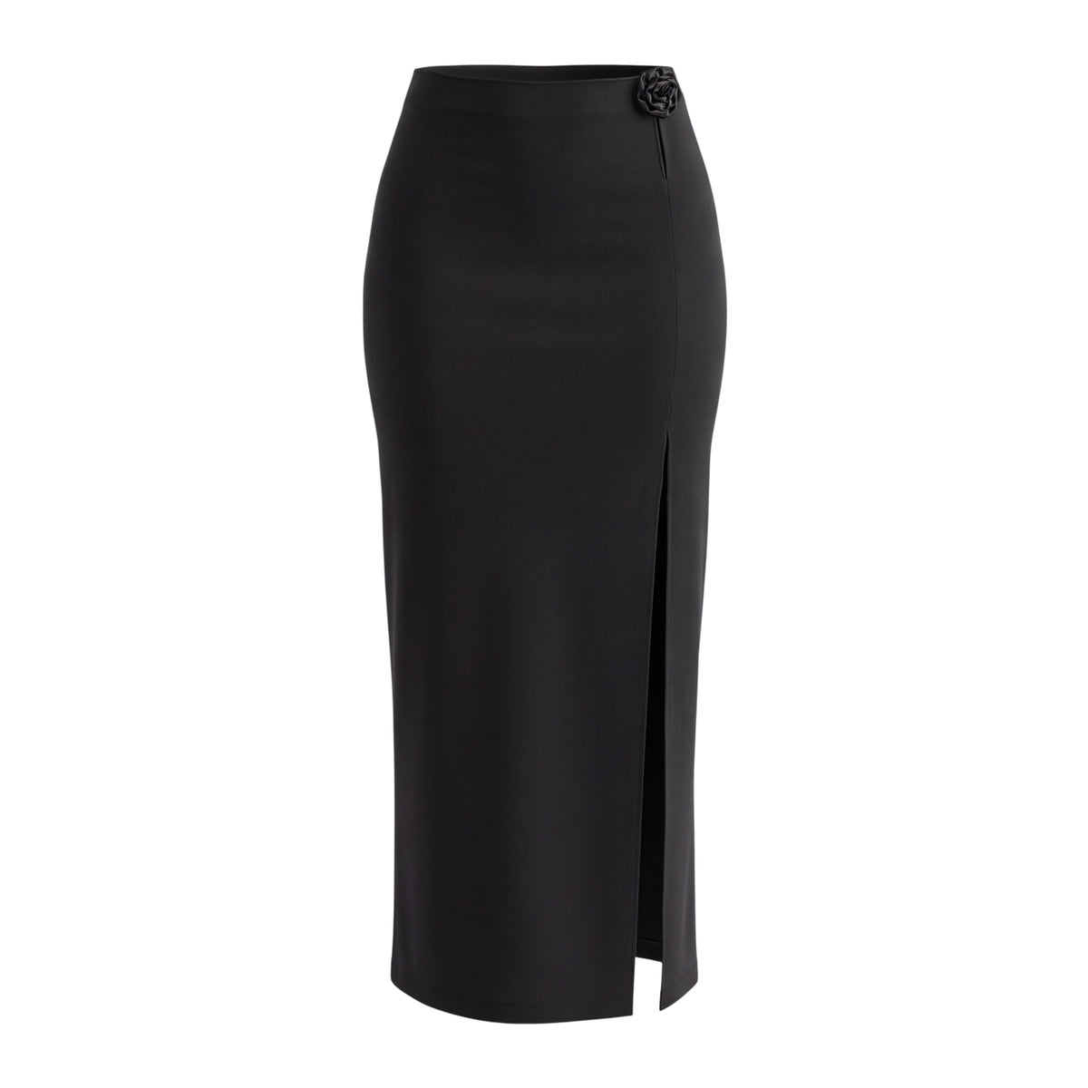 MAGDA BUTRYM BLACK FLORAL MAXI SKIRT WITH ROSETTE DETAIL -  SIZE US 6 (EU 38)