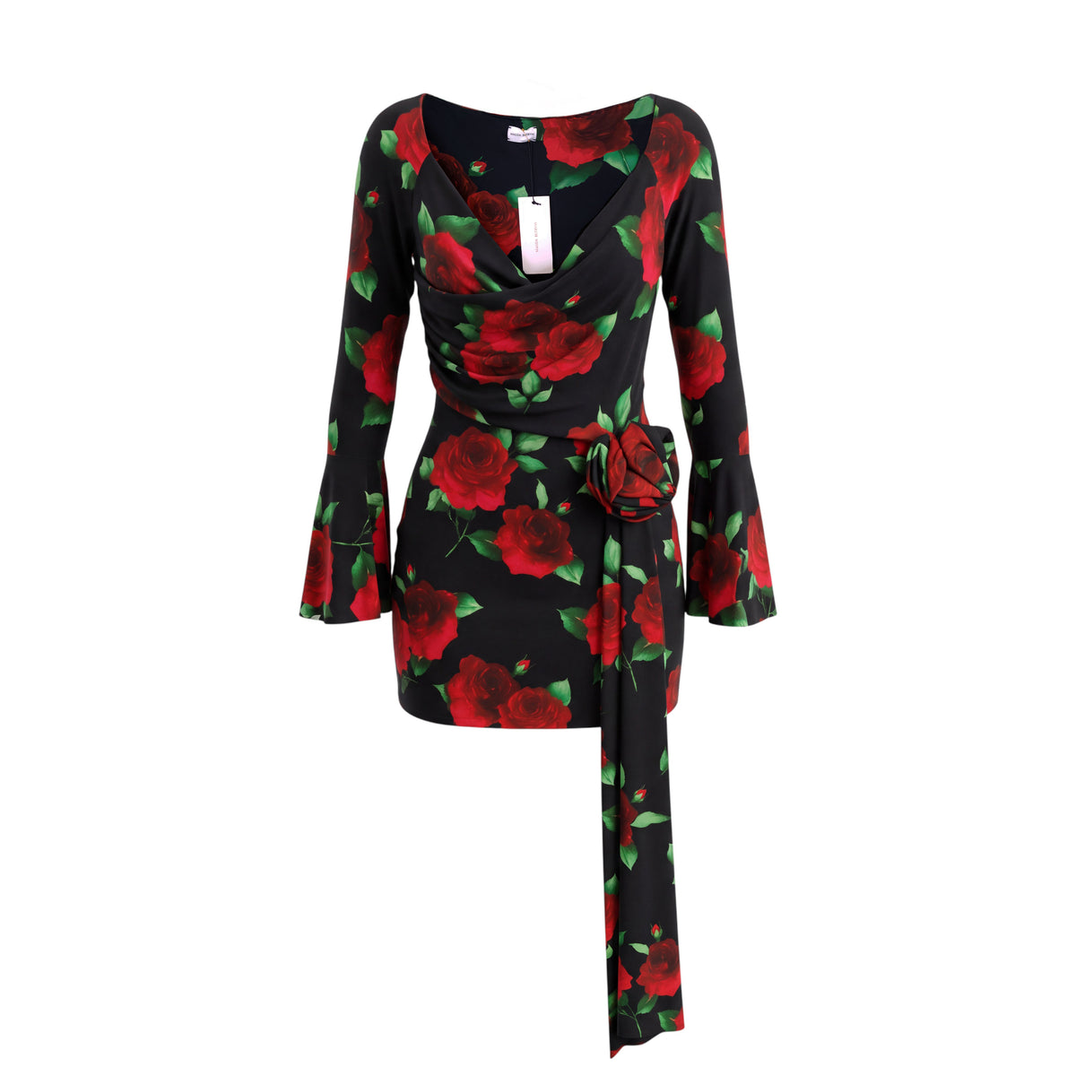MAGDA BUTRYM BLACK ROSE PRINT DRESS - SIZE US 8 (EU 40)