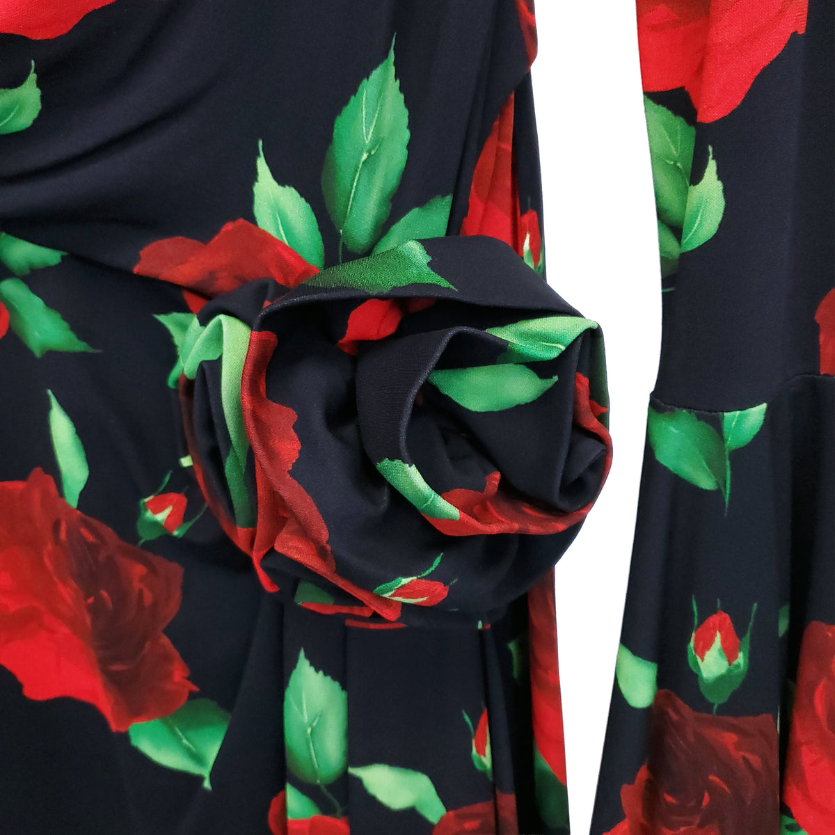 MAGDA BUTRYM BLACK ROSE PRINT DRESS - SIZE US 8 (EU 40)