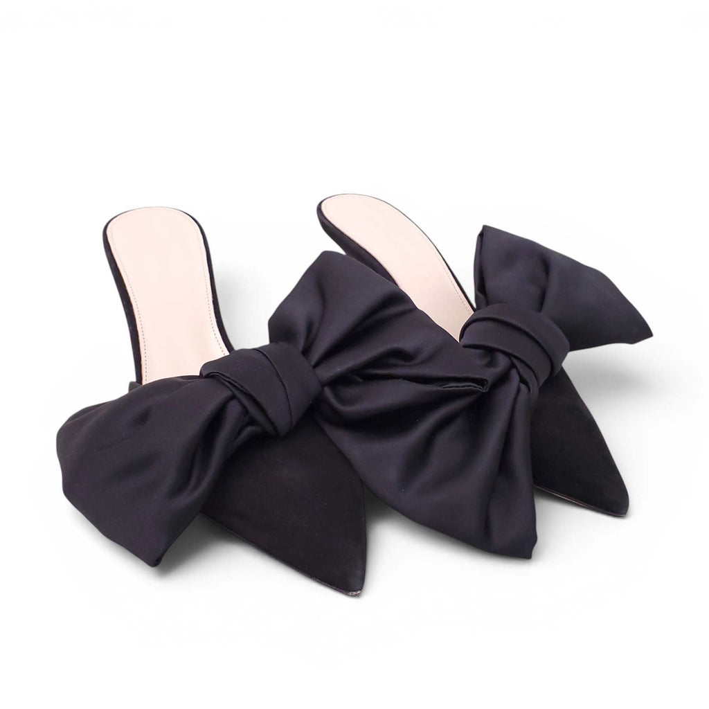 MAGDA BUTRYM BLACK SATIN BOW HEELS - SIZE 40