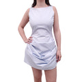 MAGDA BUTRYM BLUE STRIPED COTTON RUCHED DRESS - SIZE 40