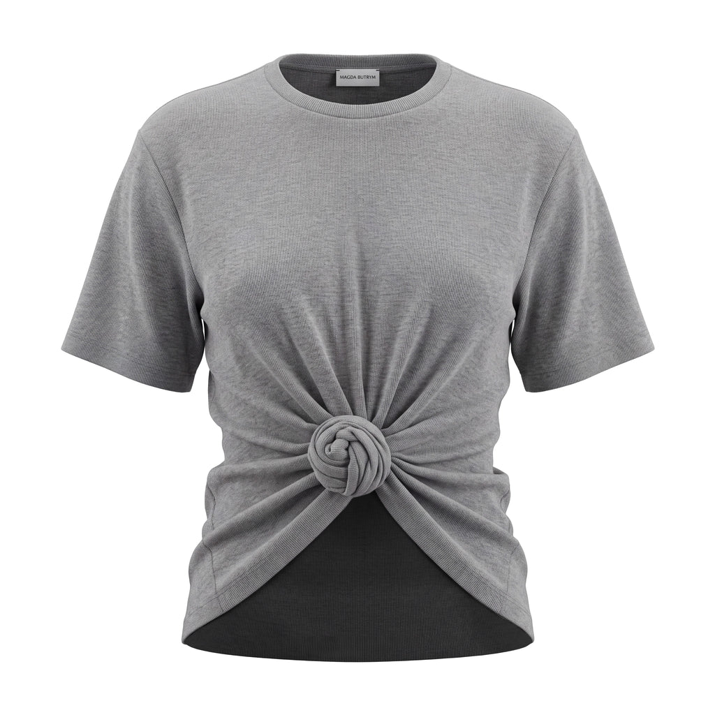MAGDA BUTRYM GREY ROSETTE KNOT TOP - SIZE US 4 (EU 36)