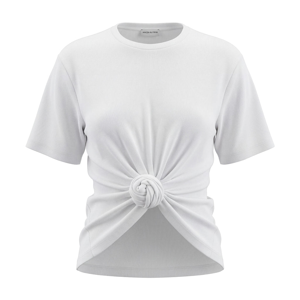 MAGDA BUTRYM WHITE ROSETTE KNOT TOP - SIZE US 4 (EU 36)