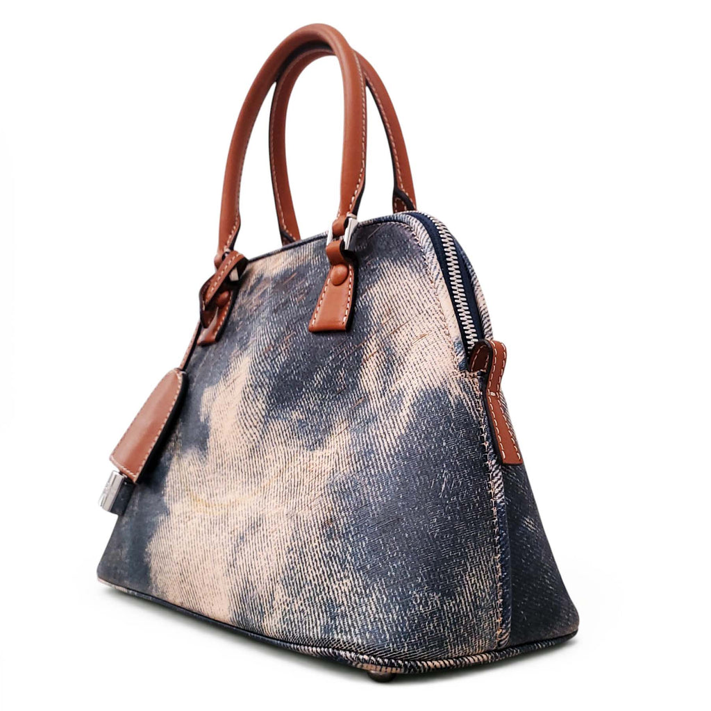 MAISON MARGIELA 5AC CARVED BLEACHED DENIM EFFECT BAG