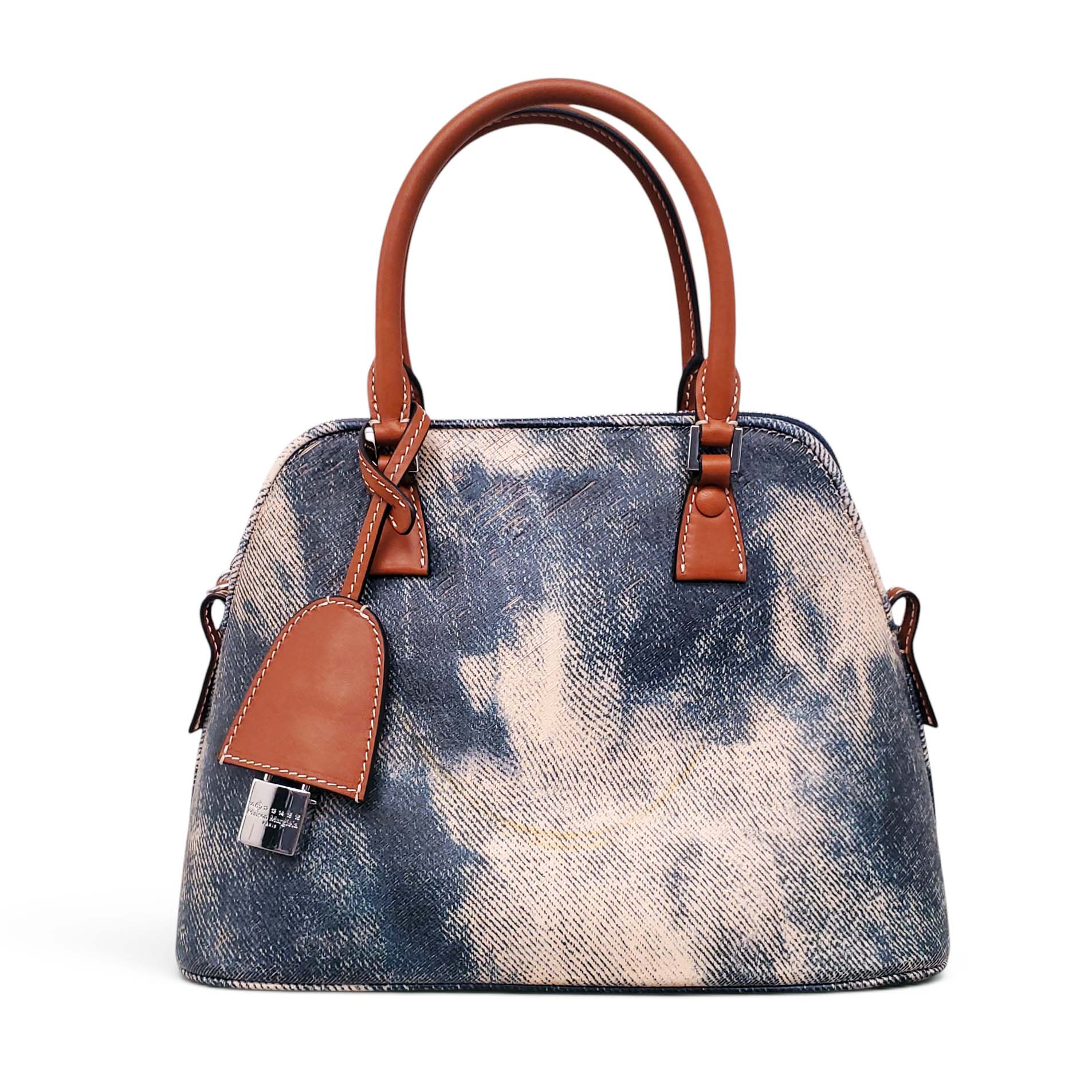 MAISON MARGIELA 5AC CARVED BLEACHED DENIM EFFECT BAG