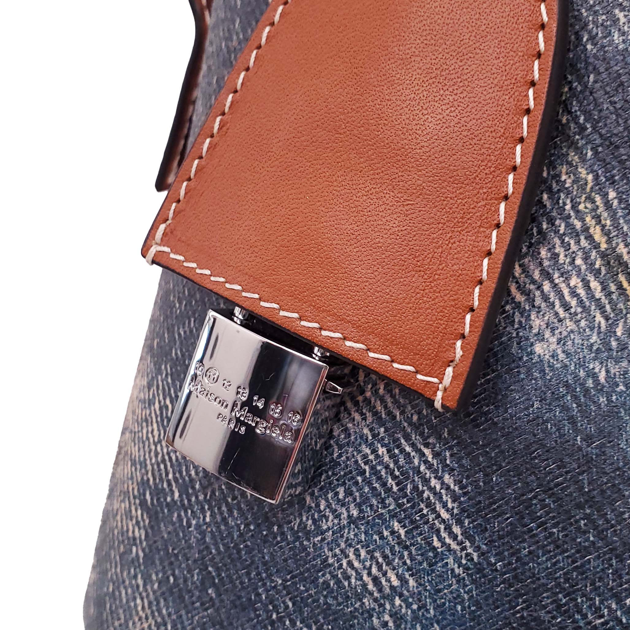 MAISON MARGIELA 5AC CARVED BLEACHED DENIM EFFECT BAG