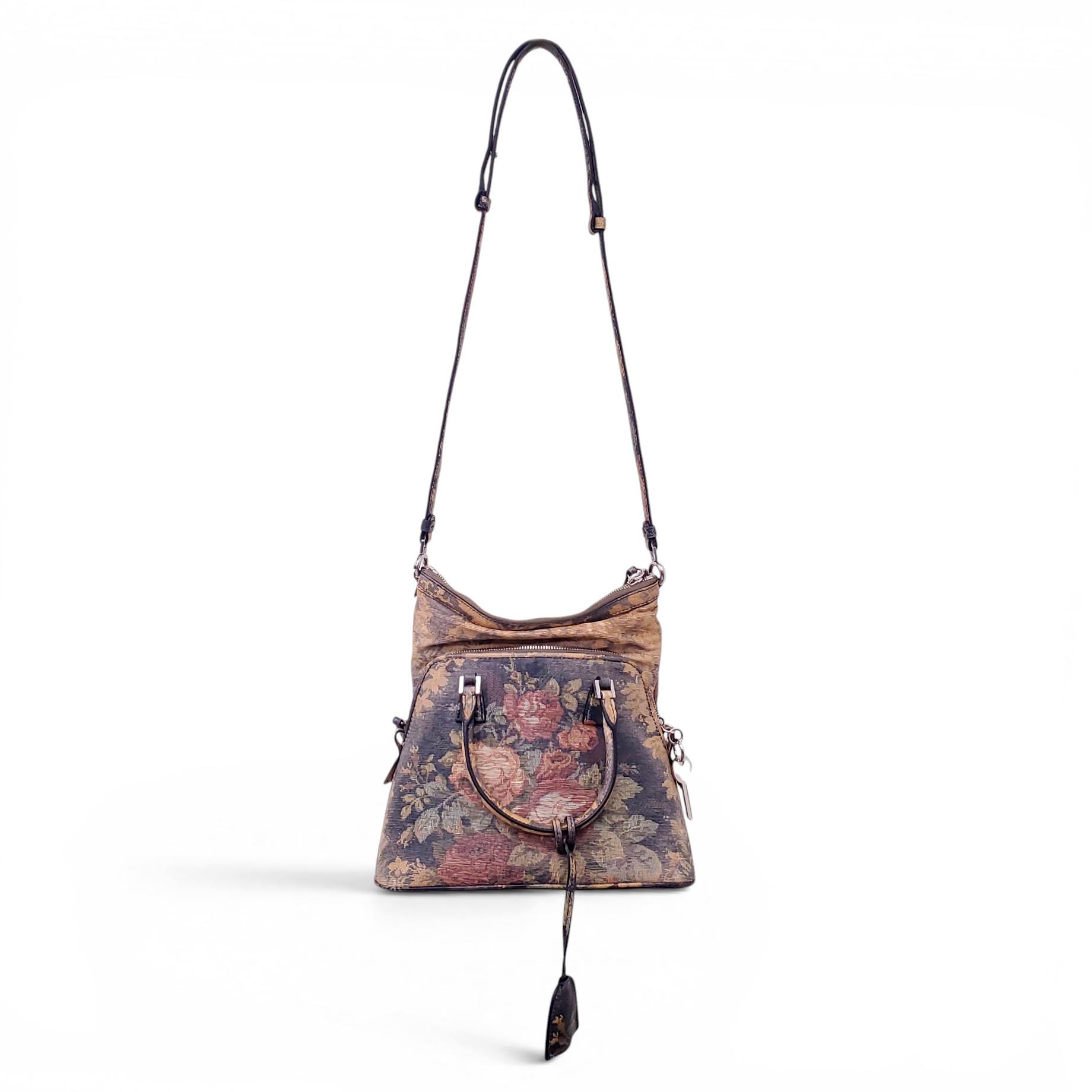 MAISON MARGIELA 5AC CARVED BLEACHED FLORAL TAPESTRY BAG