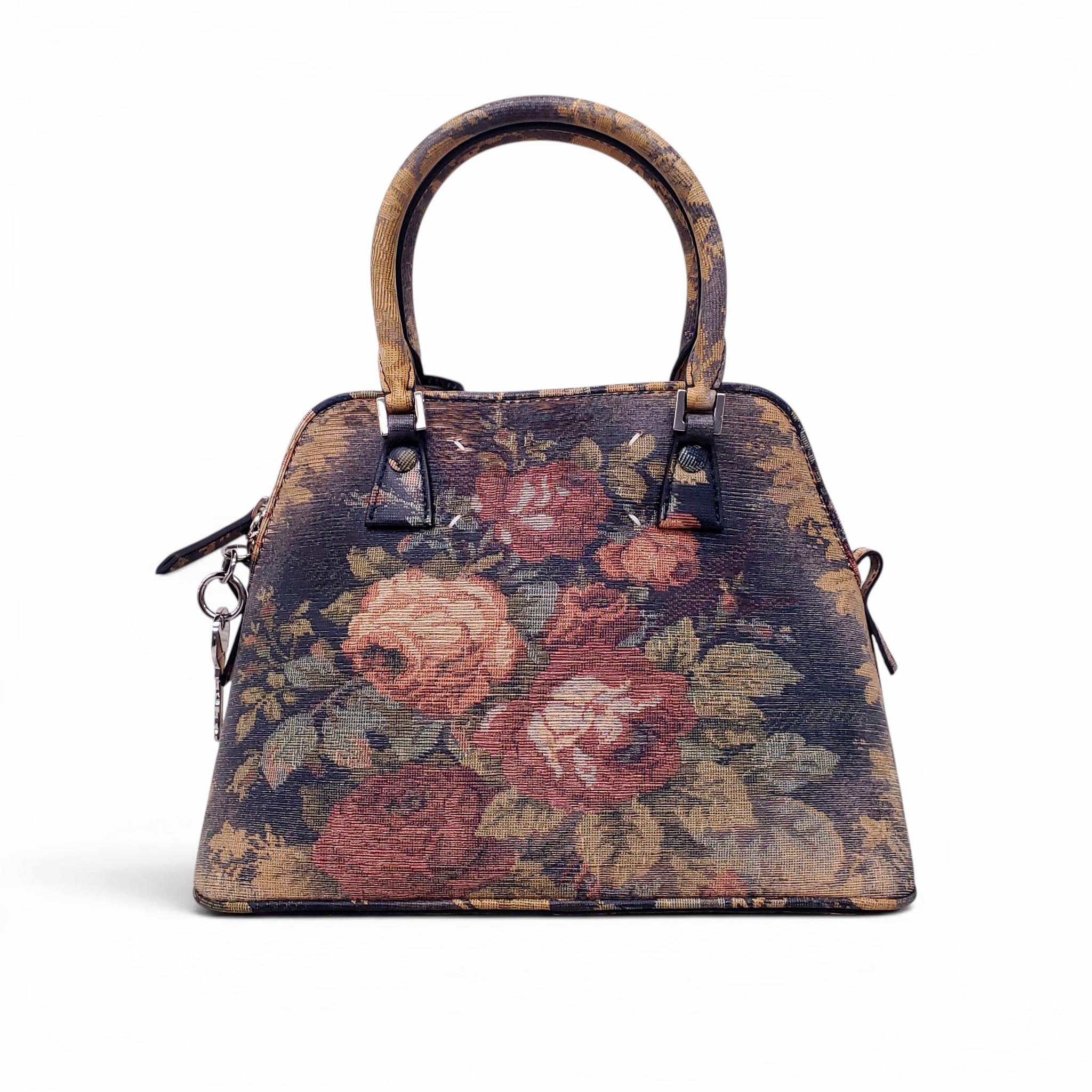 MAISON MARGIELA 5AC CARVED BLEACHED FLORAL TAPESTRY BAG