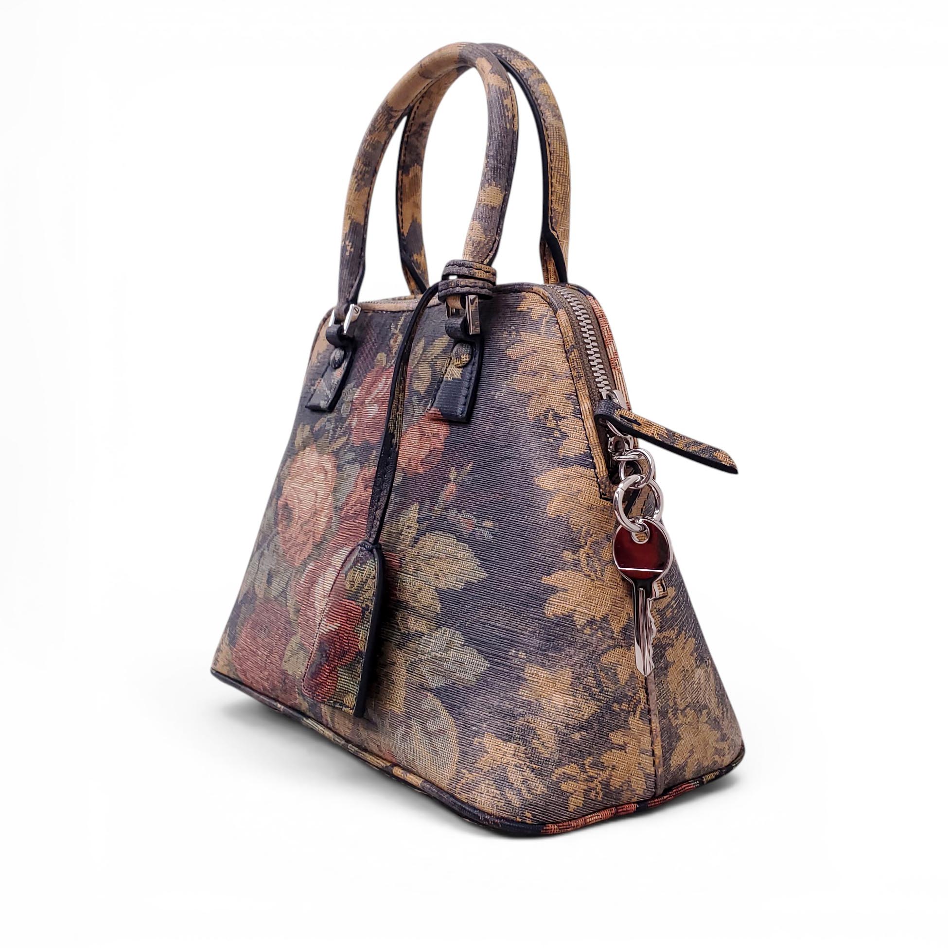 MAISON MARGIELA 5AC CARVED BLEACHED FLORAL TAPESTRY BAG