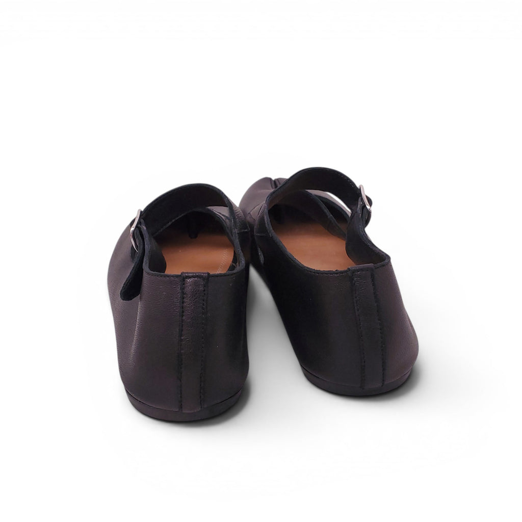 MAISON MARGIELA BLACK LEATHER STRAPPY TABI FLATS - SIZE 36