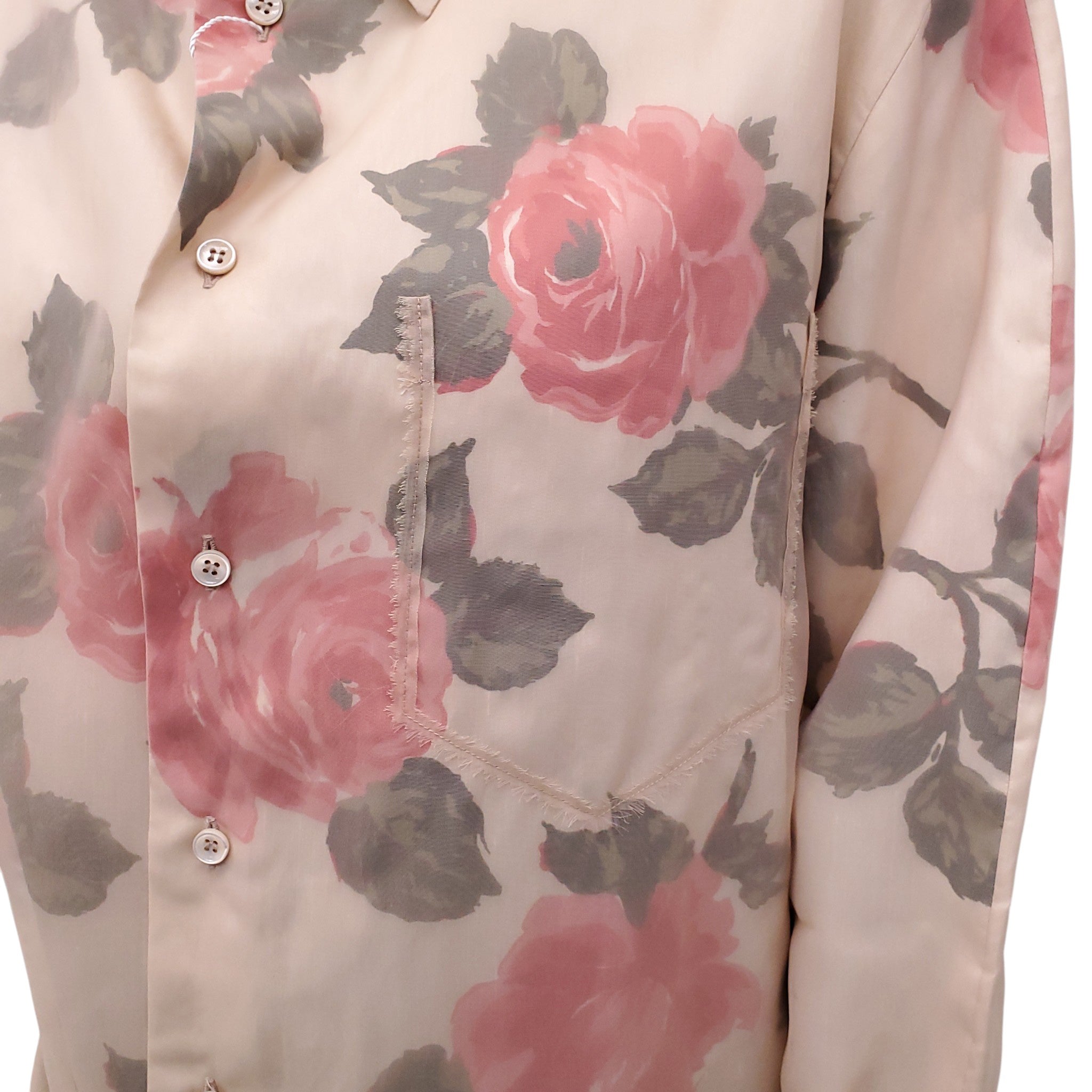 MAISON MARGIELA FLORAL ORGANZA BUTTON UP BLOUSE JACKET - SIZE 38