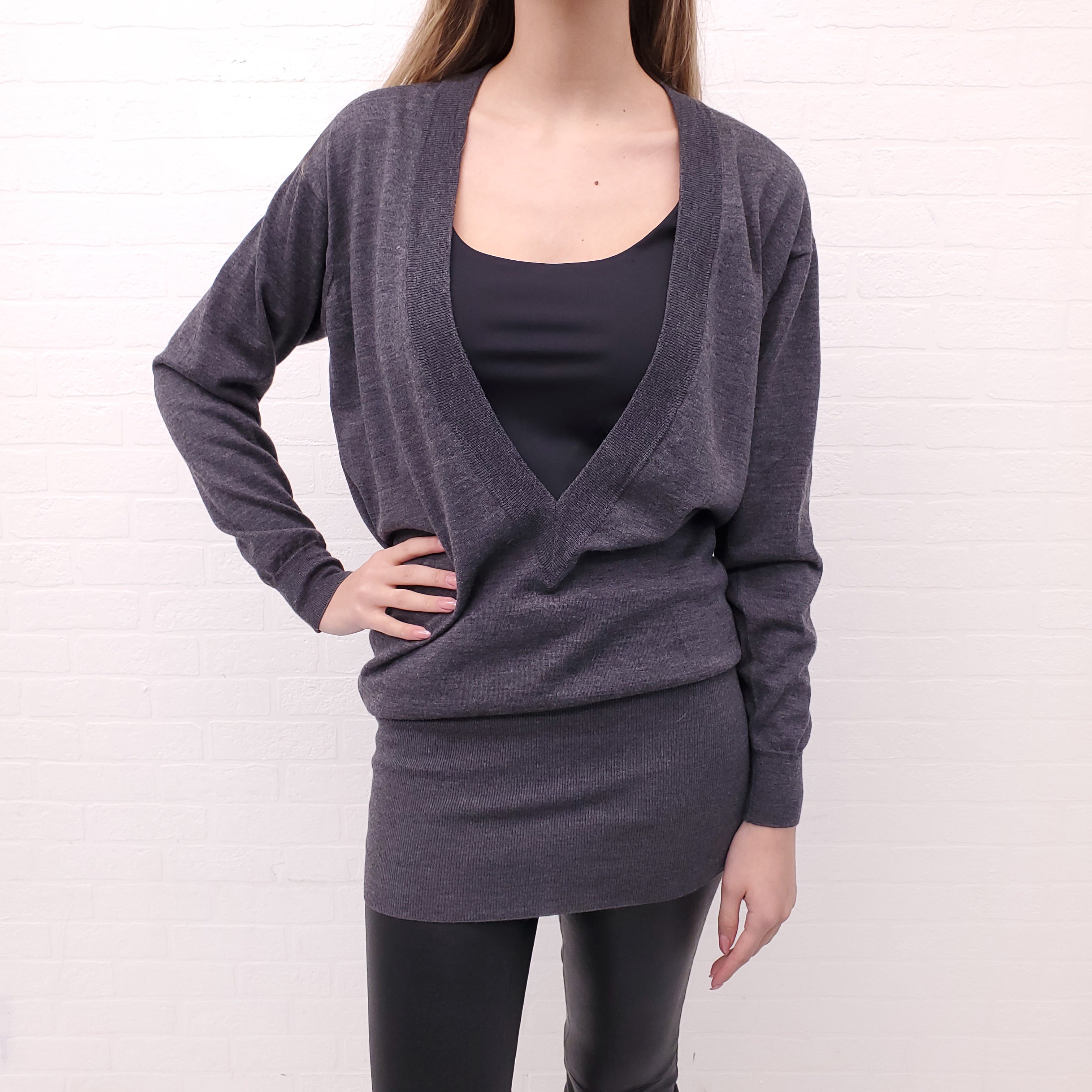 MAISON MARGIELA GREY LONG SLEEVE TUNIC SWEATER DRESS - SIZE S