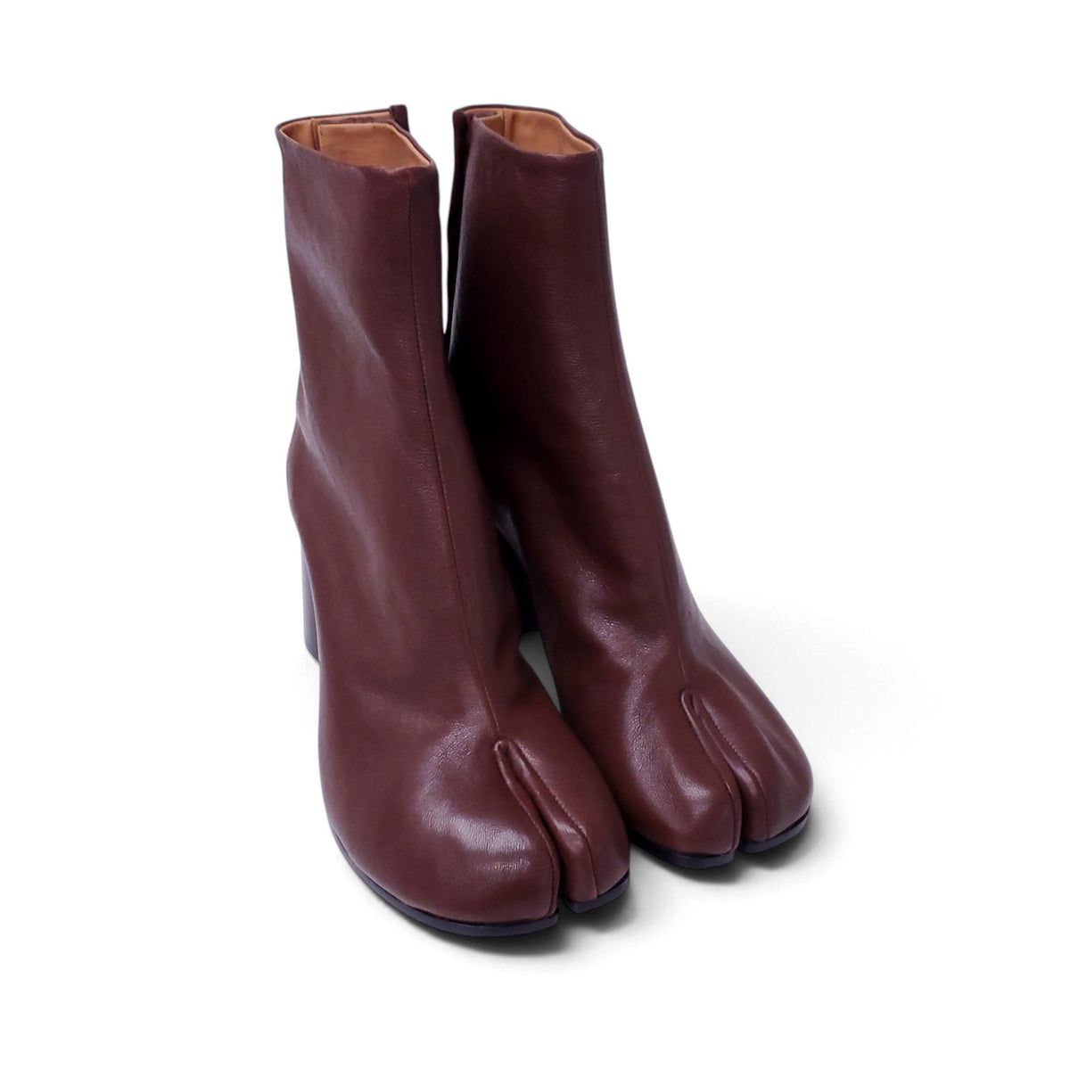 MAISON MARGIELA TABI ANKLE BOOTS IN BURGUNDY - SIZE 38