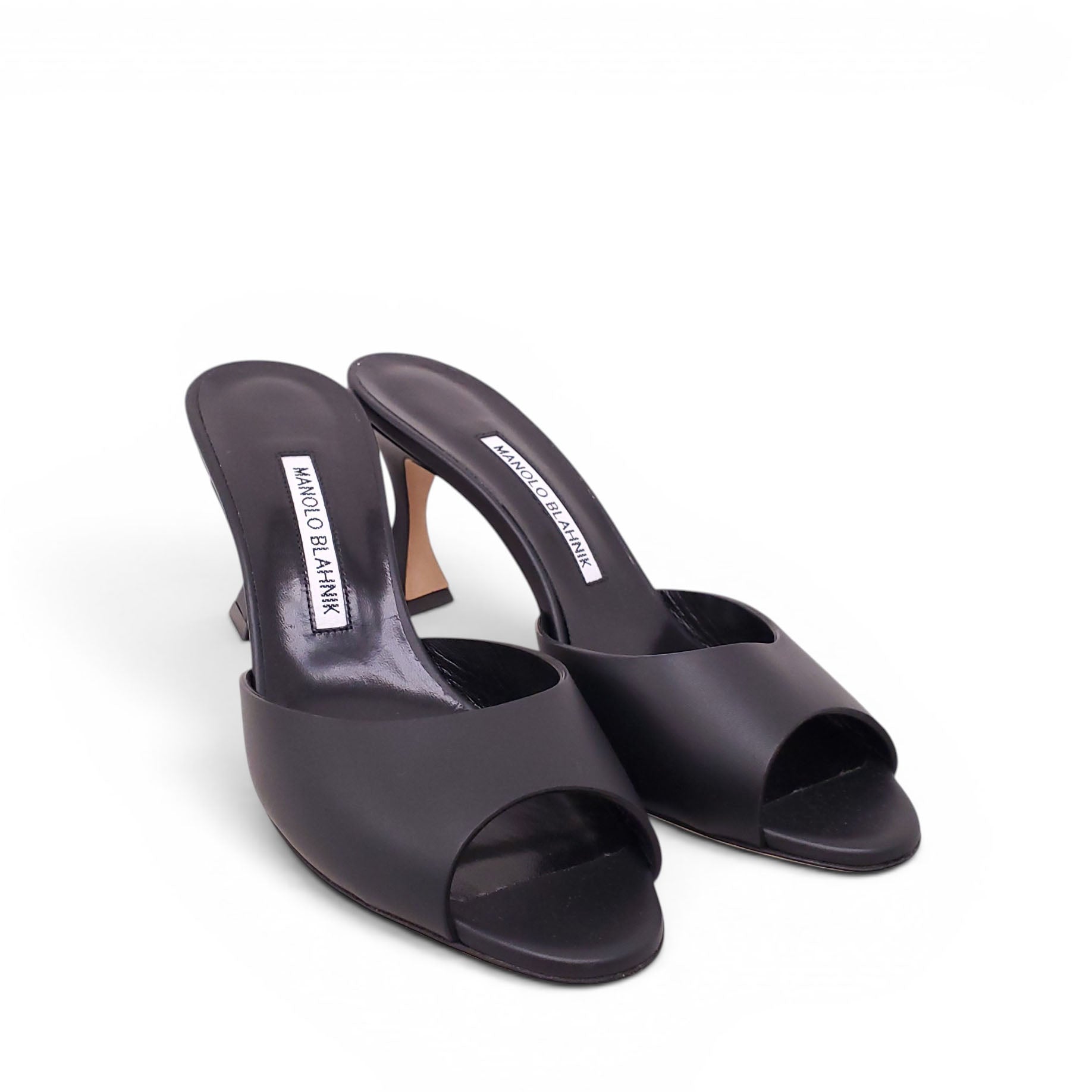 MANOLO BLAHNIK BLACK MULES - SIZE 38
