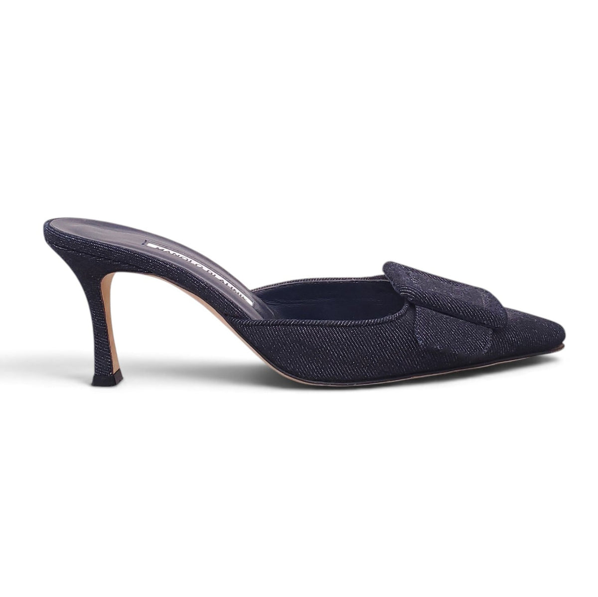 MANOLO BLAHNIK DENIM MAYSALE HEEL - SIZE 38