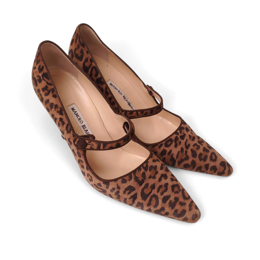 MANOLO BLAHNIK LEOPARD MARY JANES - SIZE 39