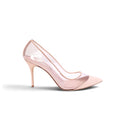 MANOLO BLAHNIK PINK LUCITE SUEDE HEELS - SIZE 41