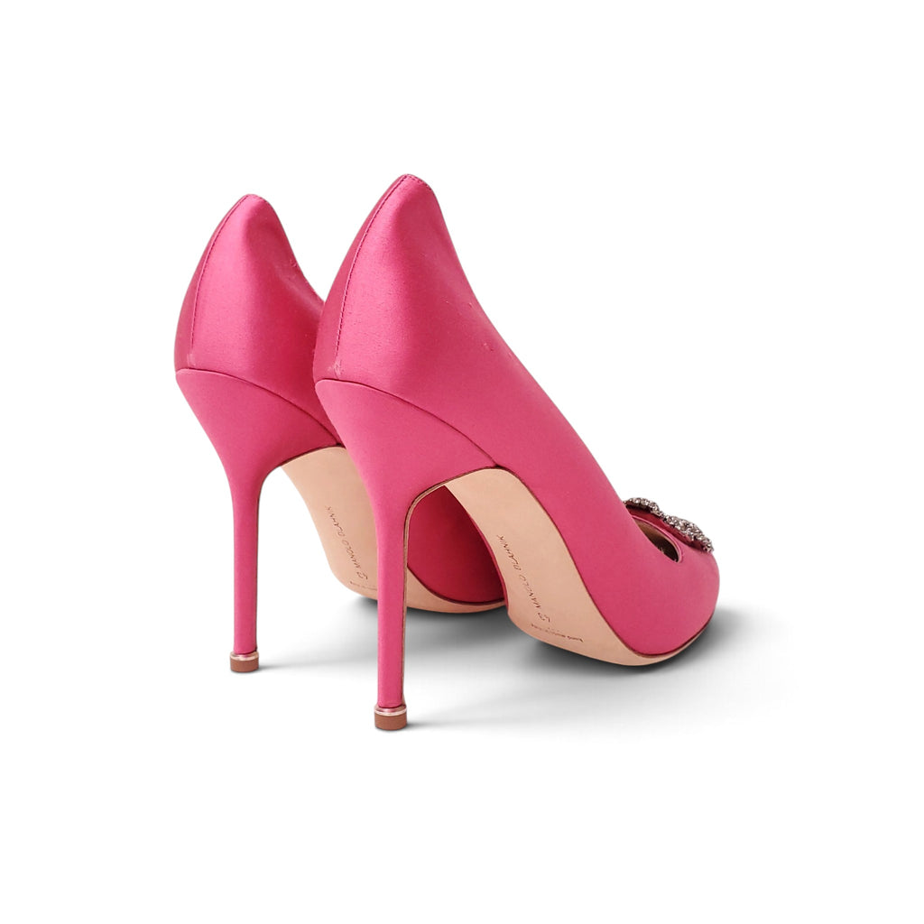 MANOLO HANGISI FUCHSIA PINK 105MM SATIN HEEL - SIZE 43