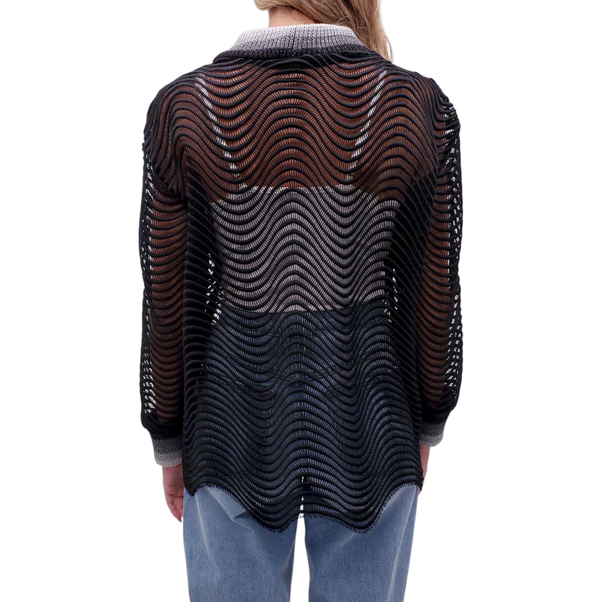 MARCO DE VINCENZO BLACK AND SILVER SHEER SWEATSHIRT - SIZE 44