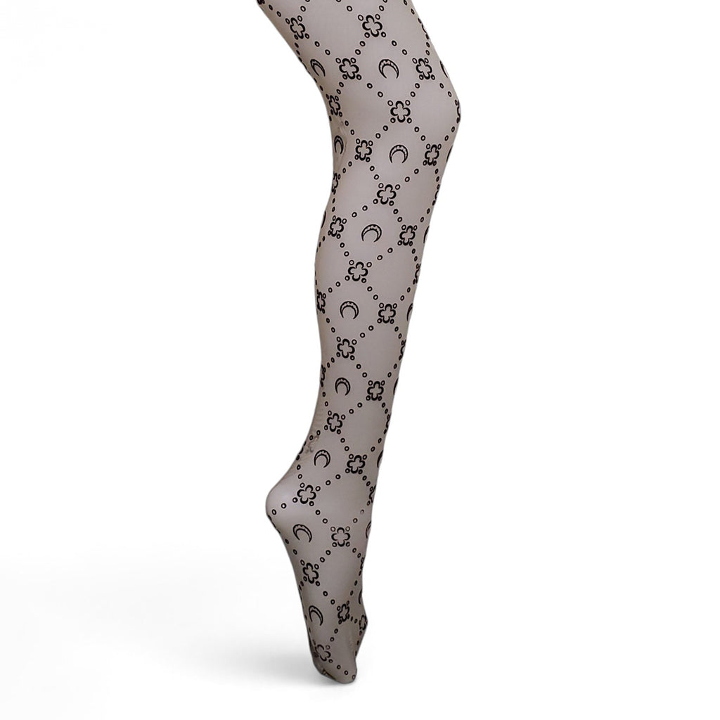 MARINE SERRE GREEN AND BROWN SHEER LOGO TIGHTS - SIZE L