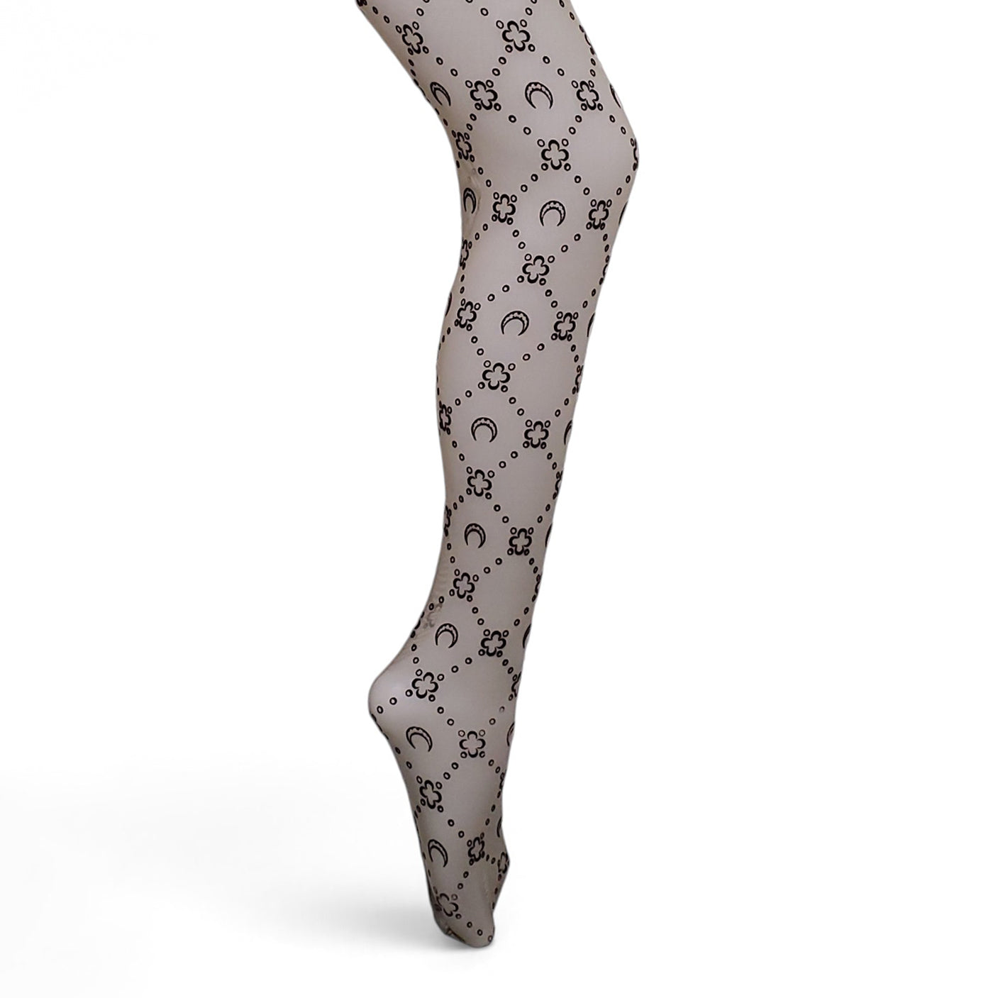 MARINE SERRE GREEN AND BROWN SHEER LOGO TIGHTS - SIZE L