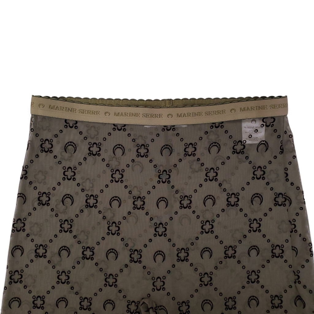 MARINE SERRE GREEN AND BROWN SHEER LOGO TIGHTS - SIZE L