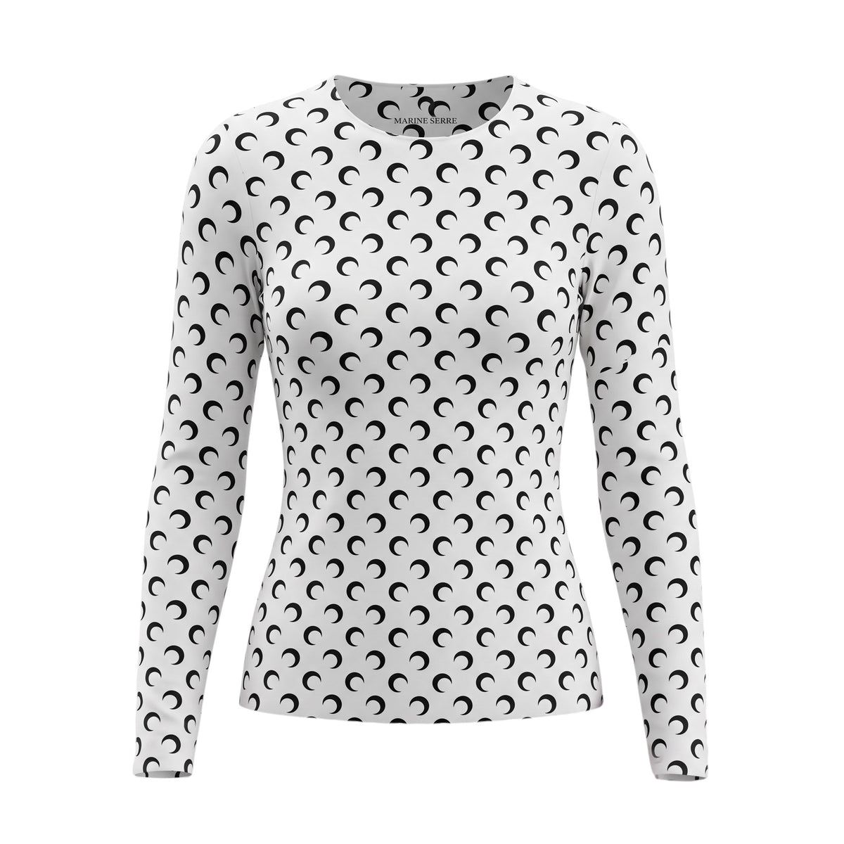 MARINE SERRE MOON BLACK & WHITE JERSEY PRINTED FITTED TOP - SIZE XXL