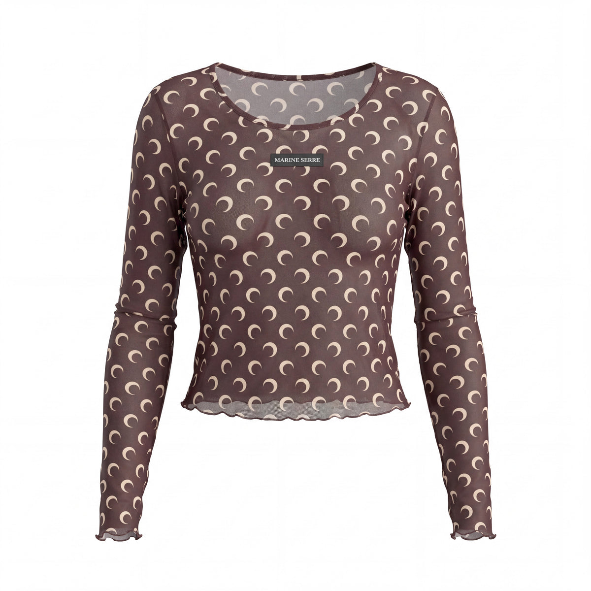 MARINE SERRE MOON PRINTED MESH SECOND SKIN CROPPED TOP - SIZE XXL