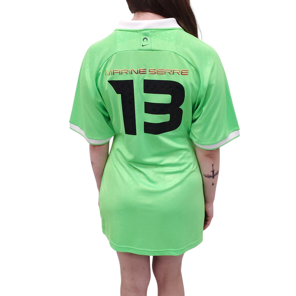 MARINE SERRE X NIKE NEON GREEN LOGO POLO T-SHIRT DRESS - SIZE 36