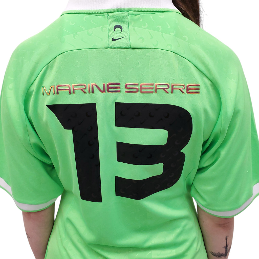 MARINE SERRE X NIKE NEON GREEN LOGO POLO T-SHIRT DRESS - SIZE 36