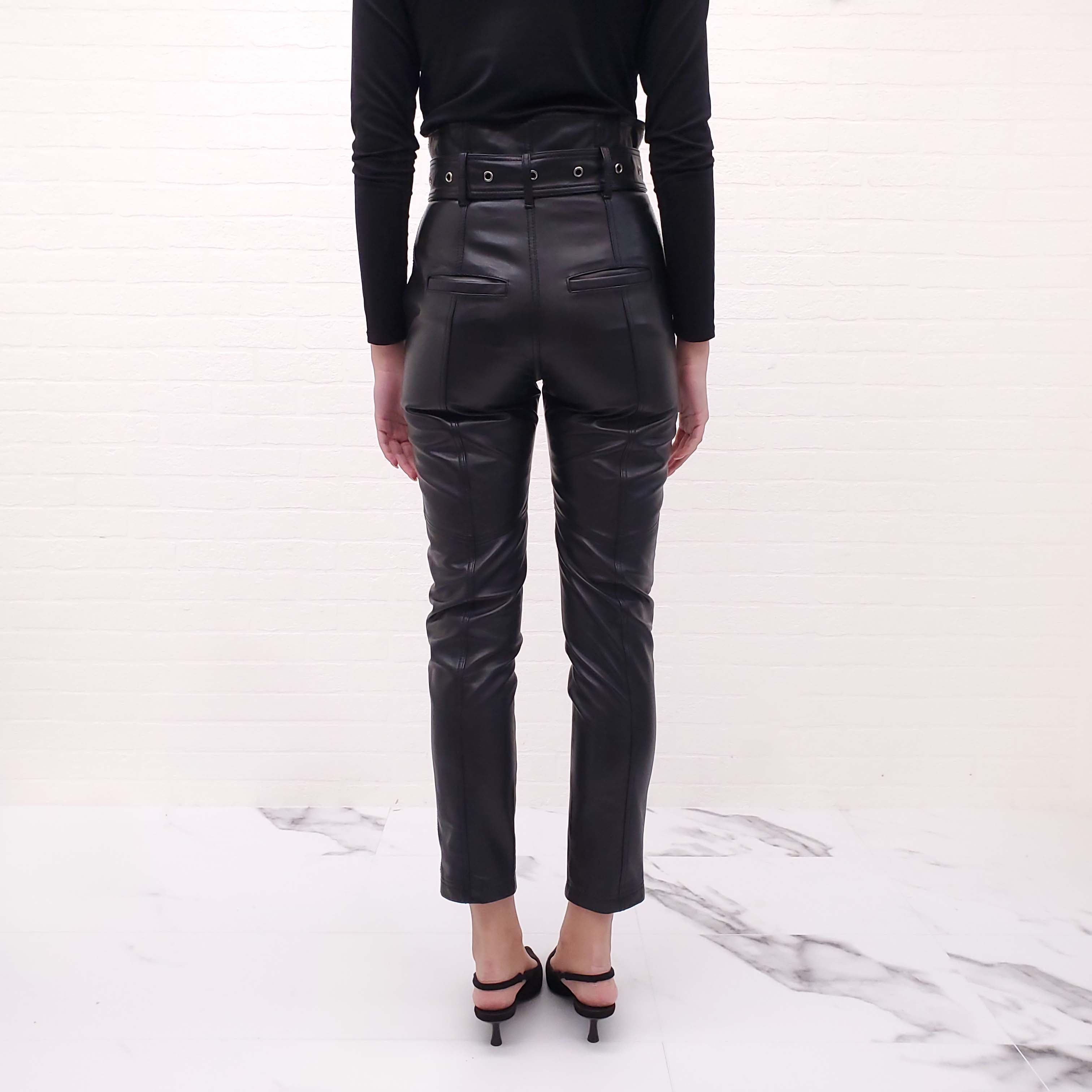 MARISSA WEBB FAUX LEATHER PANTS WITH SILVER BUCKLE - SIZE 0