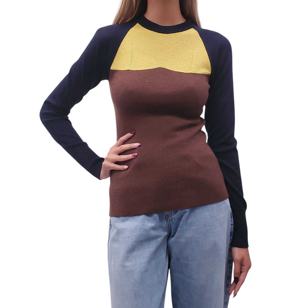 MARNI 3 TONE COLOURED SHORT SLEEVE SWEATER - SIZE 36