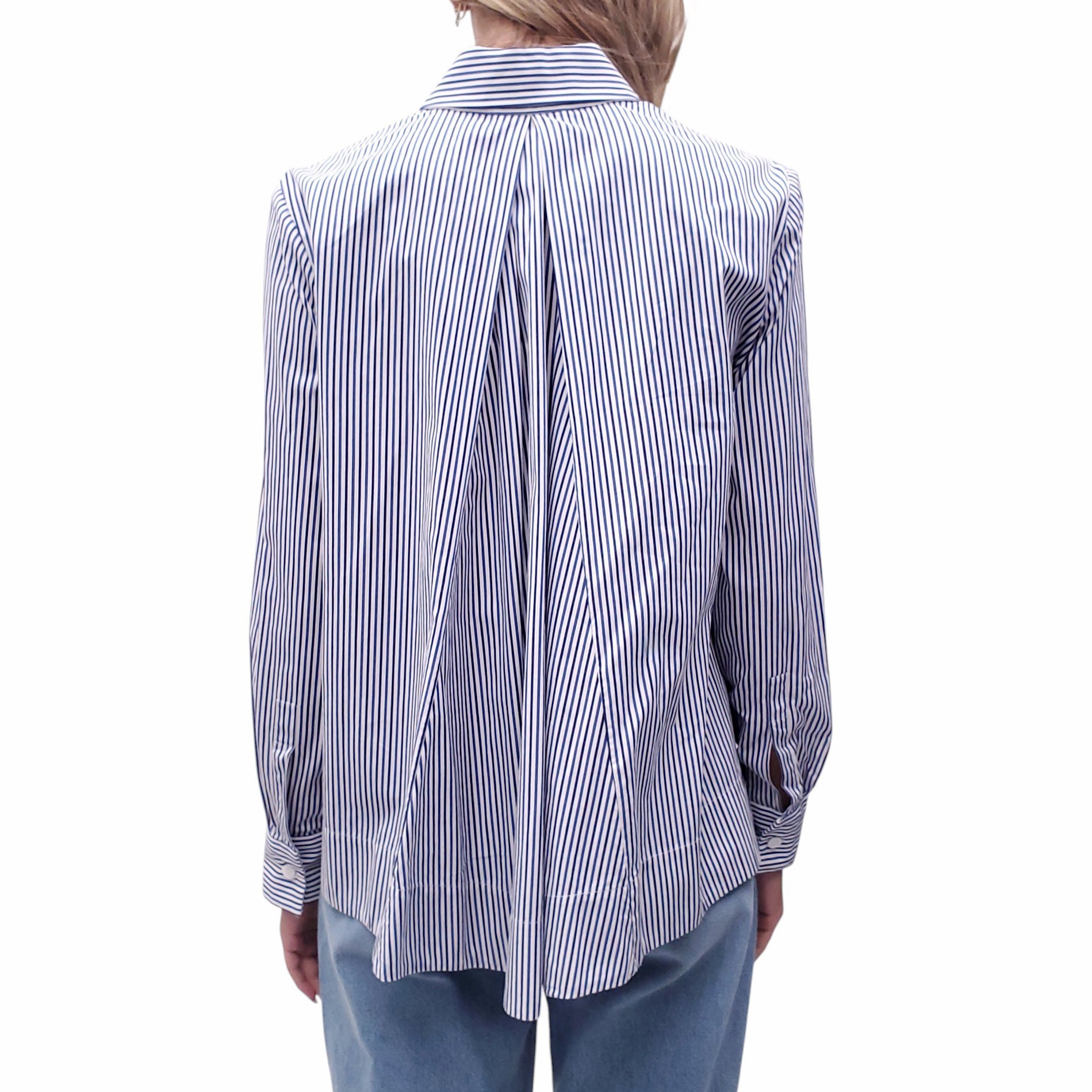 MARNI BLUE STRIPED COTTON BLOUSE - SIZE 42