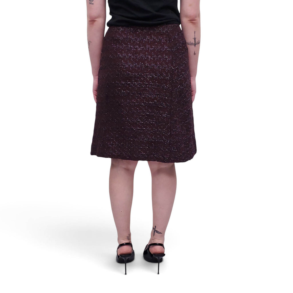 MARNI BURGUNDY AND BLACK TWEED SKIRT - SIZE 42
