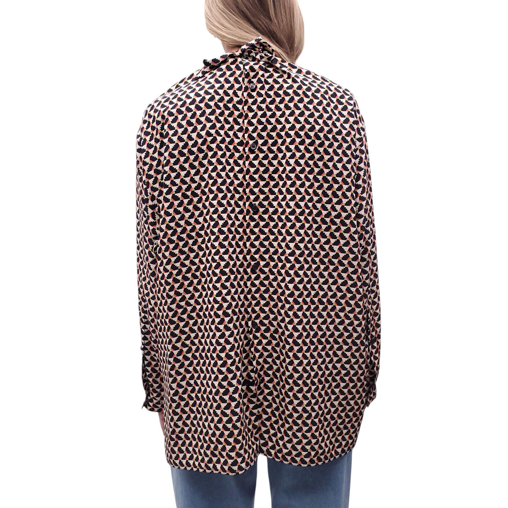 MARNI PATTERNED SILK TUNIC BLOUSE - SIZE 40