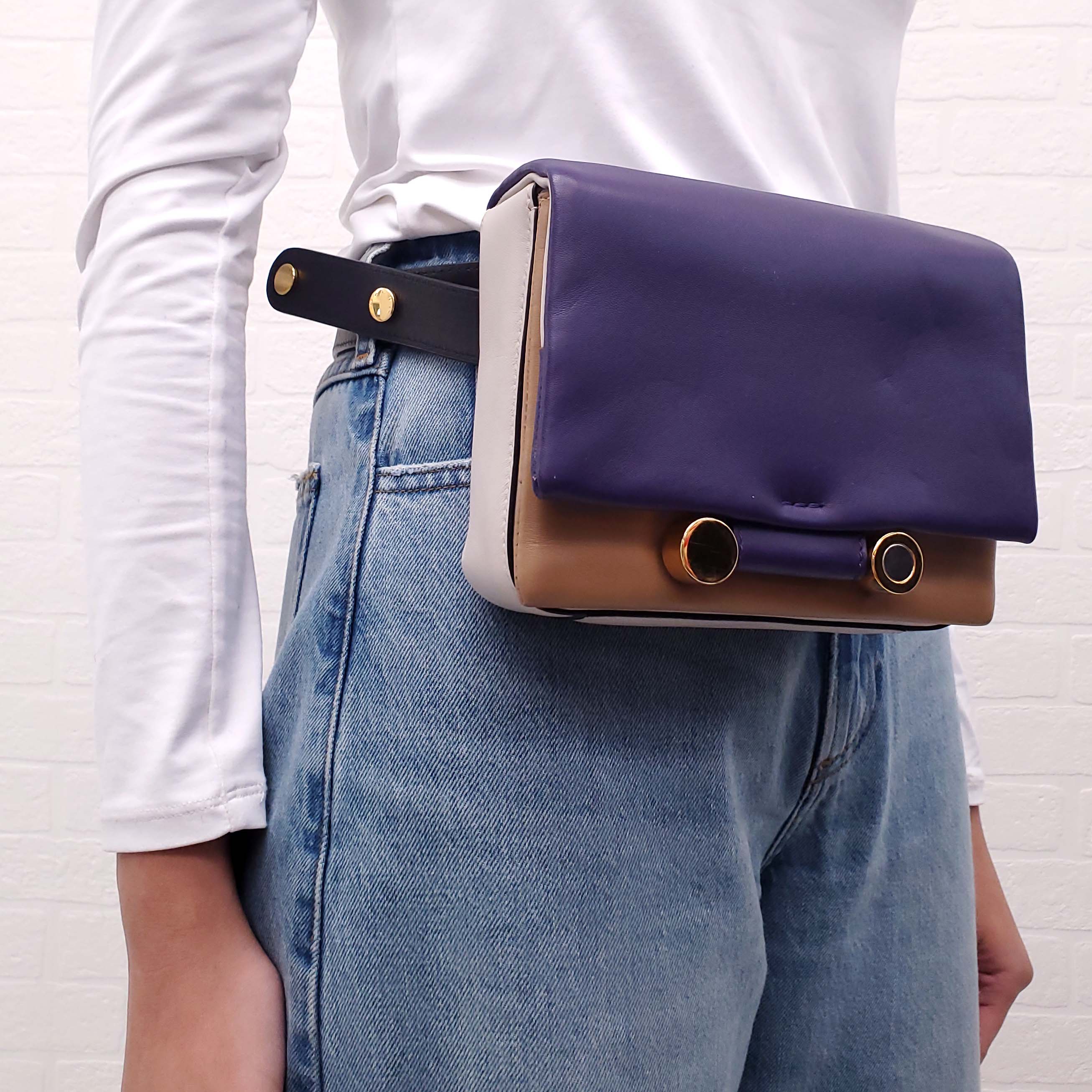 MARNI PURPLE AND BROWN BELT BAG
