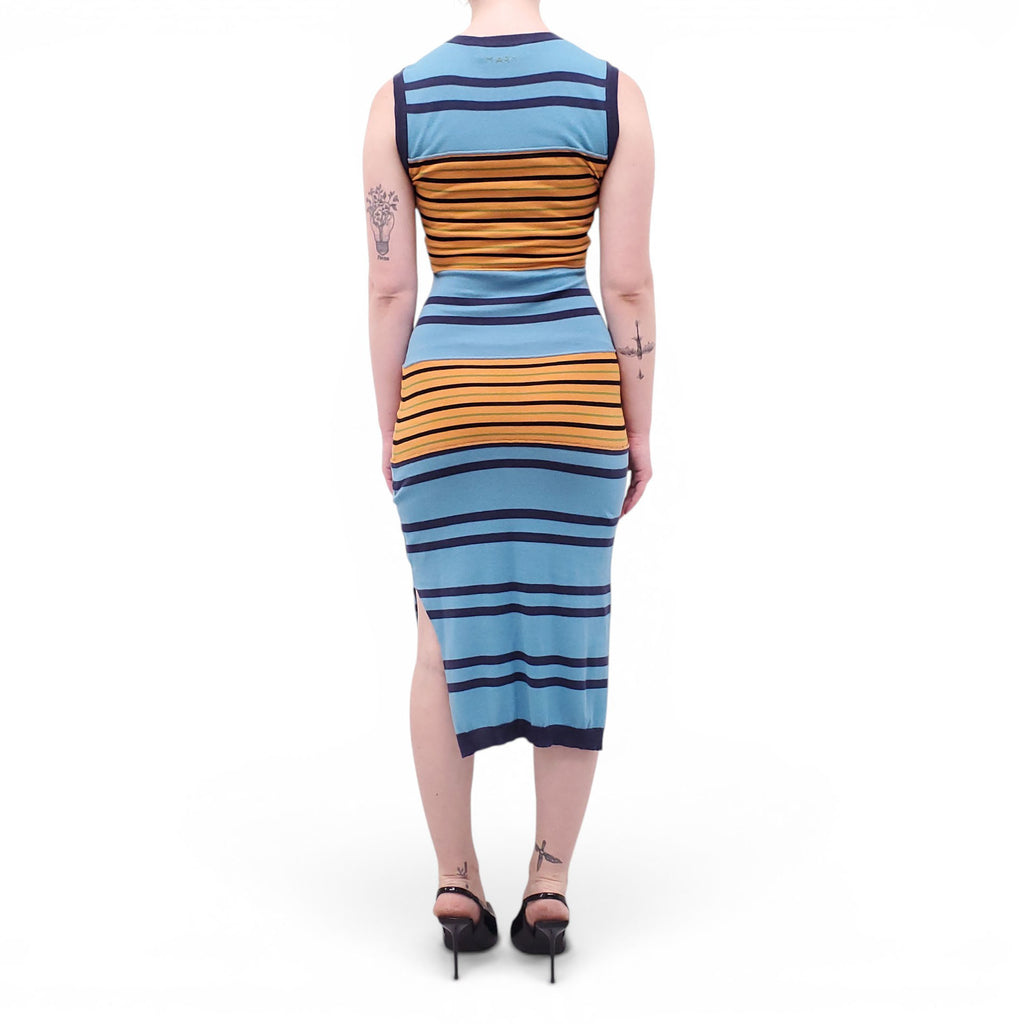 MARNI SLEEVELESS STRIPED SWEATER DRESS WITH LOGO - SIZE 38