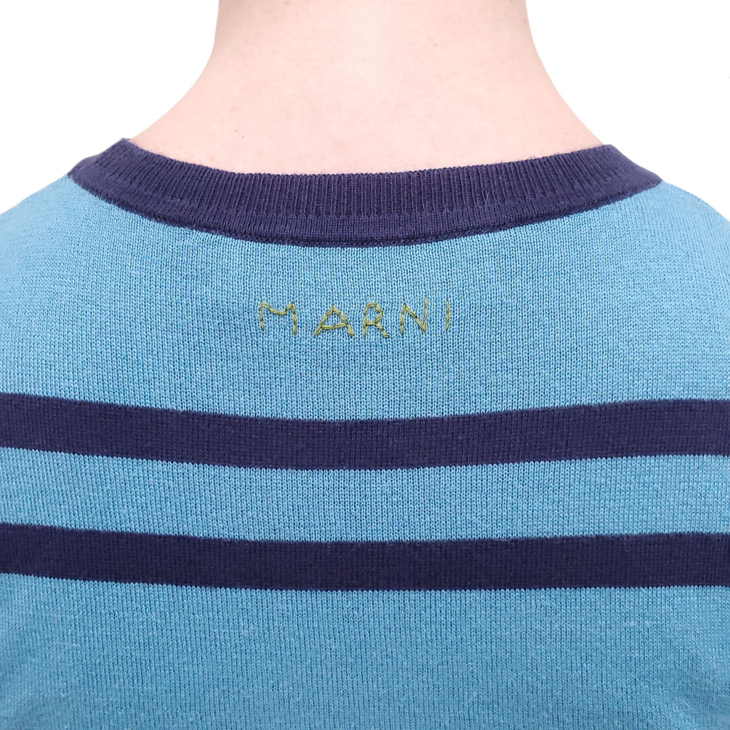MARNI SLEEVELESS STRIPED SWEATER DRESS WITH LOGO - SIZE 38