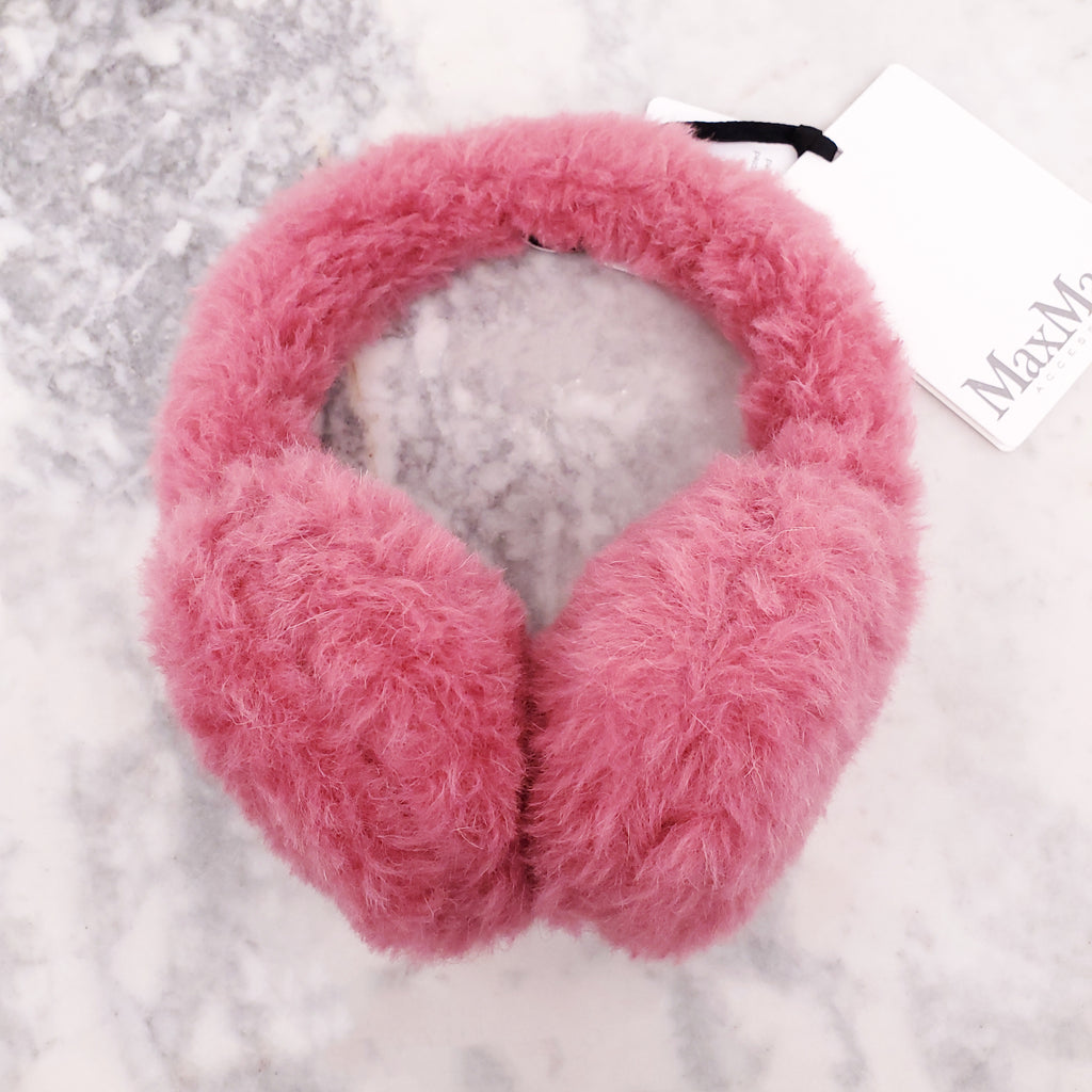 MAX MARA PINK TEDDY EARMUFFS AND GLOVES SET